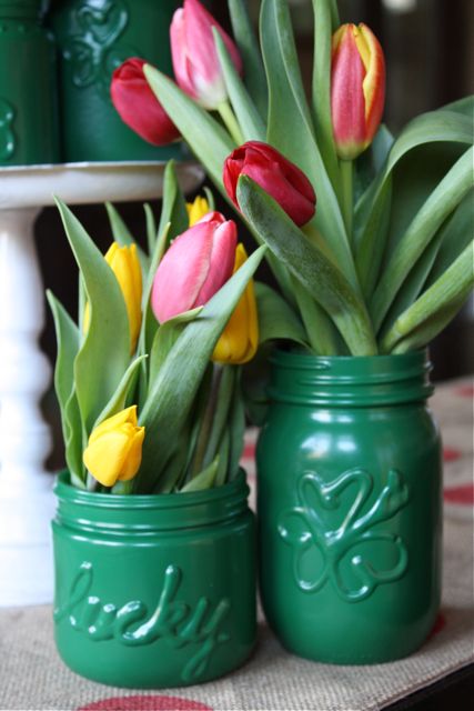 St. Pat's Magic Vases - YoT #stpatricksday #tulip #krylon St. Pat's Magic Vases - YoT #stpatricksday #tulip #krylon