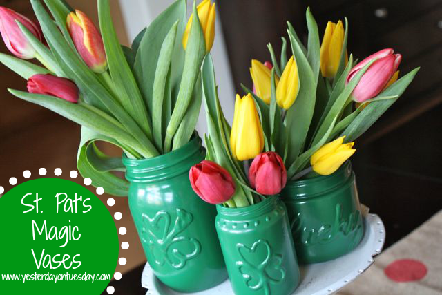 St. Pat's Magic Vases - YoT #stpatricksday #tulip #krylon St. Pat's Magic Vases - YoT #stpatricksday #tulip #krylon