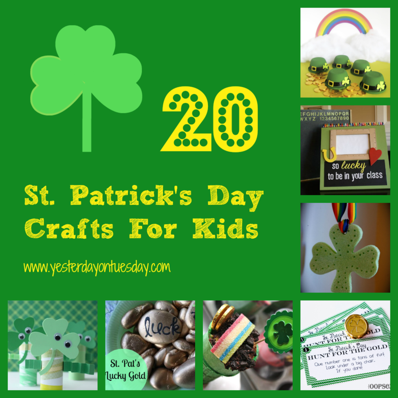 20 St. Patrick's Day Crafts for Kids - #yesterdayontuesday #stpatricksday #stpatricksdaycrafts #greencrafts 20 St. Patrick's Day Crafts for Kids - #yesterdayontuesday #stpatricksday #stpatricksdaycrafts #greencrafts