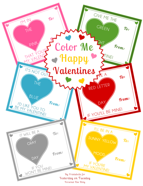Color Me Happy Valentines - Yesterday on Tuesday #valentines #kidsvalentines #freevalentines #crayons #crayolacrayons
