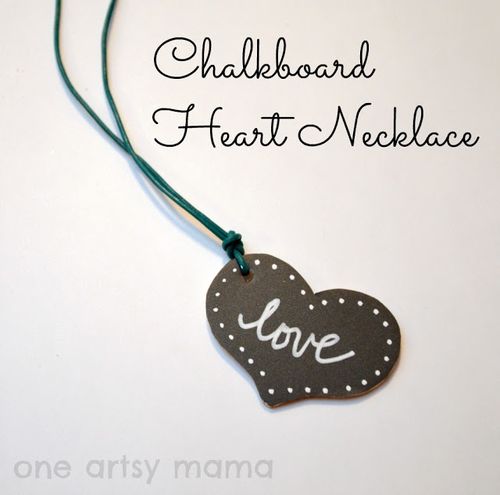 Chalkbard Heart Necklace - One Artsy Mama