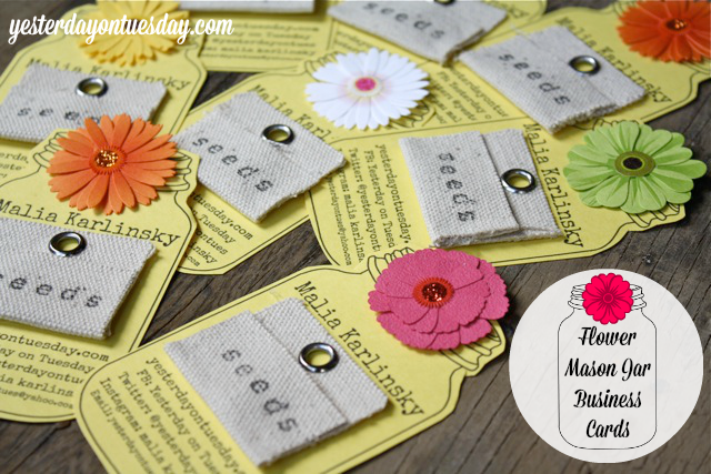 Flower Mason Jar Business Cards
