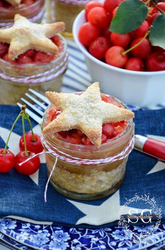 Cherry Pies in Jars with Stars by Stonegableblog.com 7