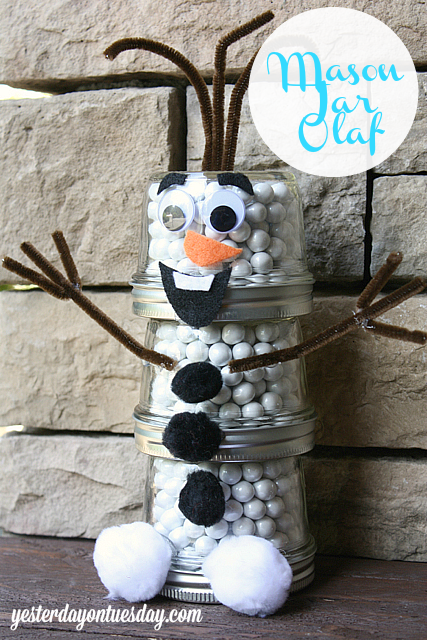 Frozen Craft Ideas #Frozen #Olaf #MasonJars