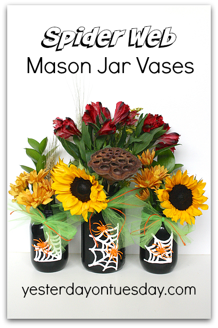 Spider Web Mason Jar Vases