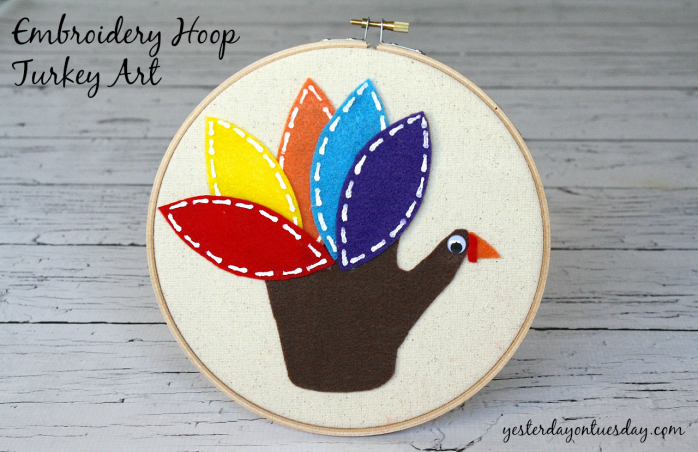 Darling no sew Embroidery Hoop Turkey Art from http://yesterdayontuesday.com/staging