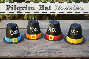 Thanksgiving Pilgrim Hat Placeholders, fun and cute craft for kids from http://yesterdayontuesday.com/staging