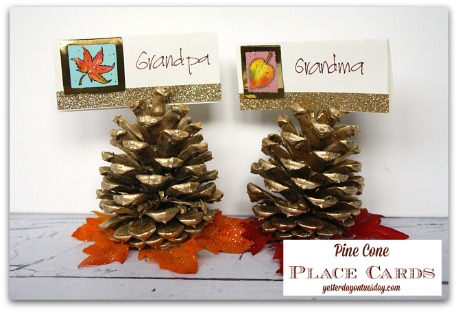 Fast and pretty Pine Cone Place Cards for Thanksgiving