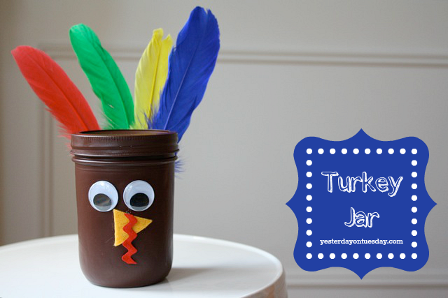 Make a turkey from a Mason Jar perfect for Thaksgiving