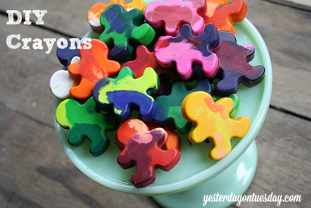Recycle stubby crayons into cute ones, easy kid's craft from Yesterday on Tuesday