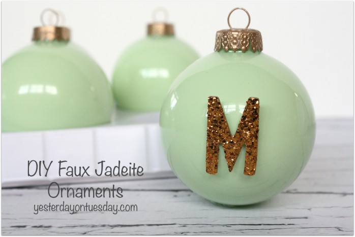 Get the look of vintage jadeite with these DIY Jadeite Ornaments from http://yesterdayontuesday.com/staging