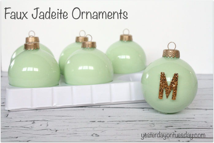 Get the look of vintage jadite with these DIY Jadite Ornaments from http://yesterdayontuesday.com/staging