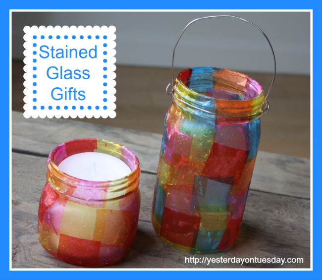 Mason Jar Stained Glass, great kid's craft from Yesterday on Tuesday