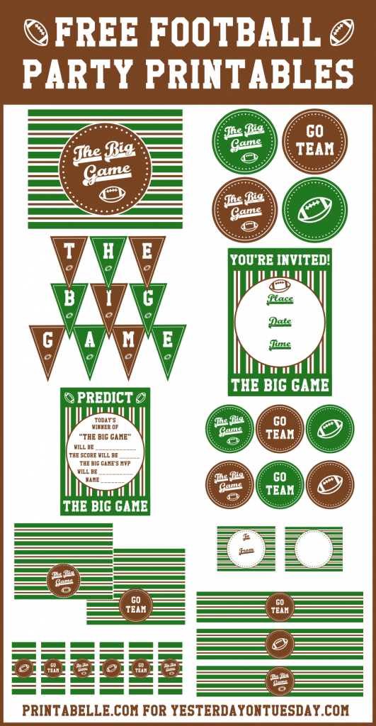 Football Party Printables for The Big Game via http://yesterdayontuesday.com/staging