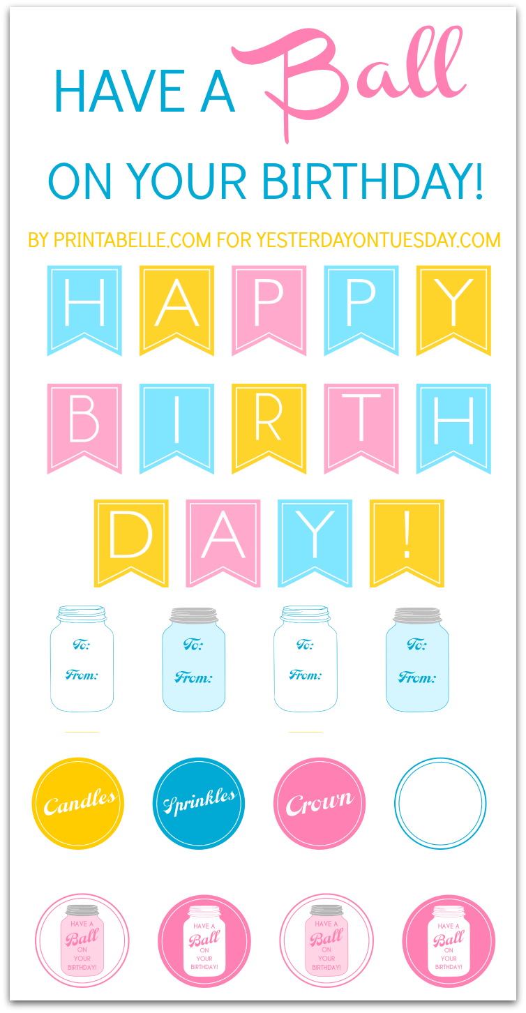 Mason Jar Birthday Printables