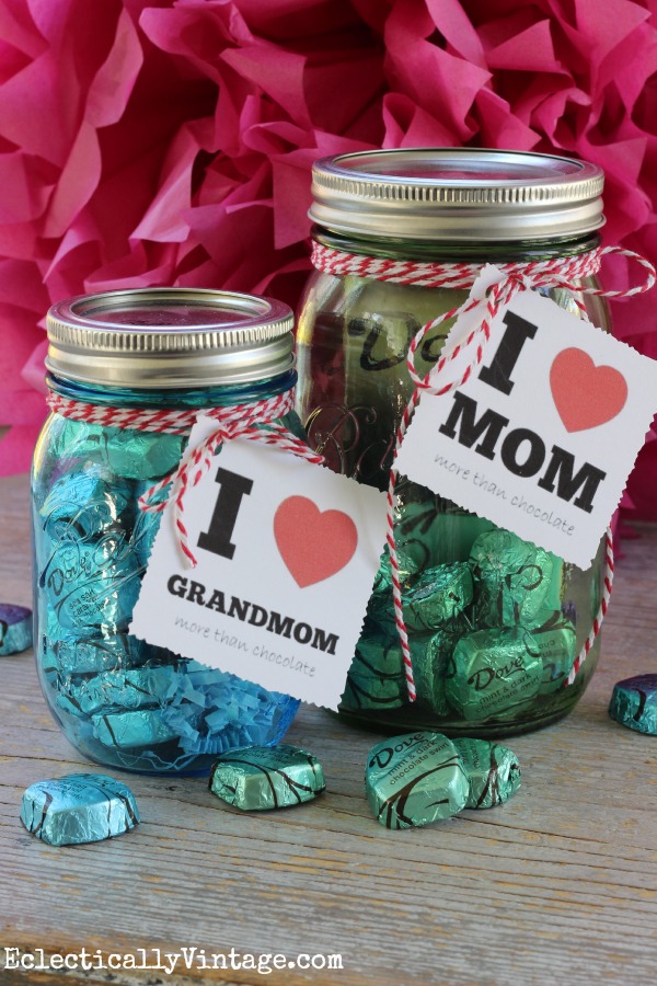 Mother's Day Gift Candy Mason Jar from Eclectically Vintage