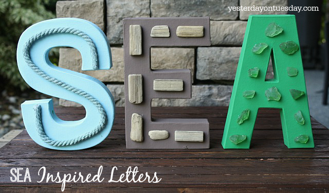SEA Inspired Letter Decor, perfect for beachy decorating.