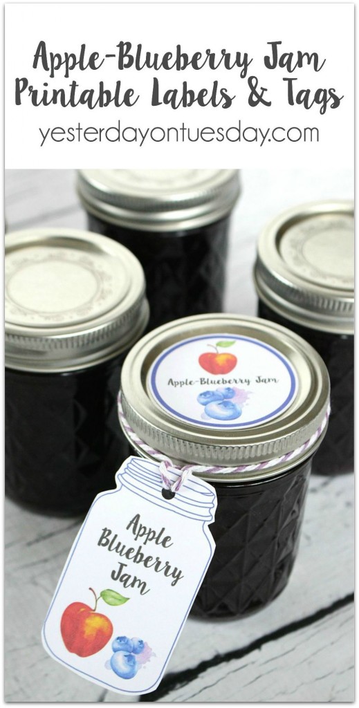 Yummy Apple-Blueberry Jam Recipe and printable tags and labels.