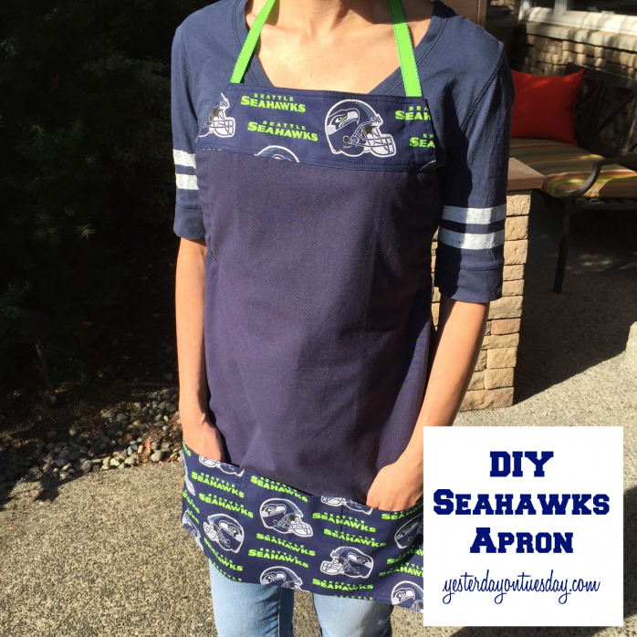 How to make a darlings sports-themed apron from a dishtowel, fat quarter and ribbon! 