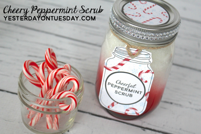 Cheery Peppermint Scrub Recipe and printable tags and labels, great Christmas gift.
