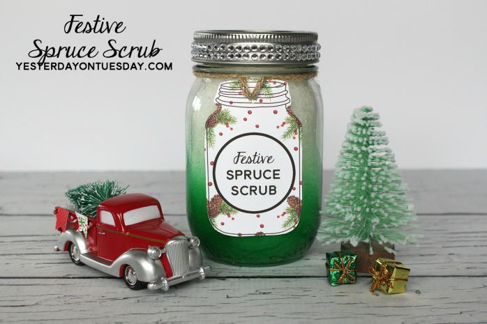 Festive Spruce Scrub Recipe and printable tags and labels, great Christmas gift.