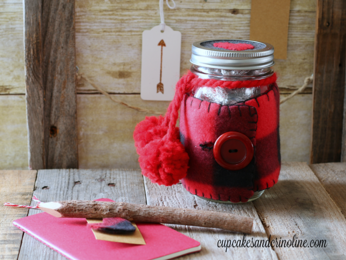 Cozy plaid and flannel Valentines Day Mason Jar