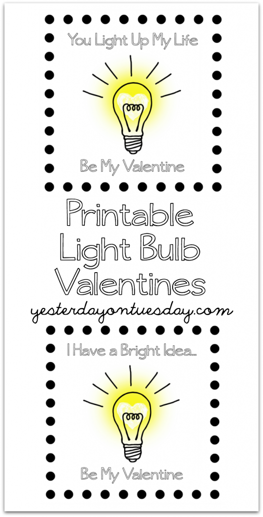Printable Light Bulb Valentines and gift
