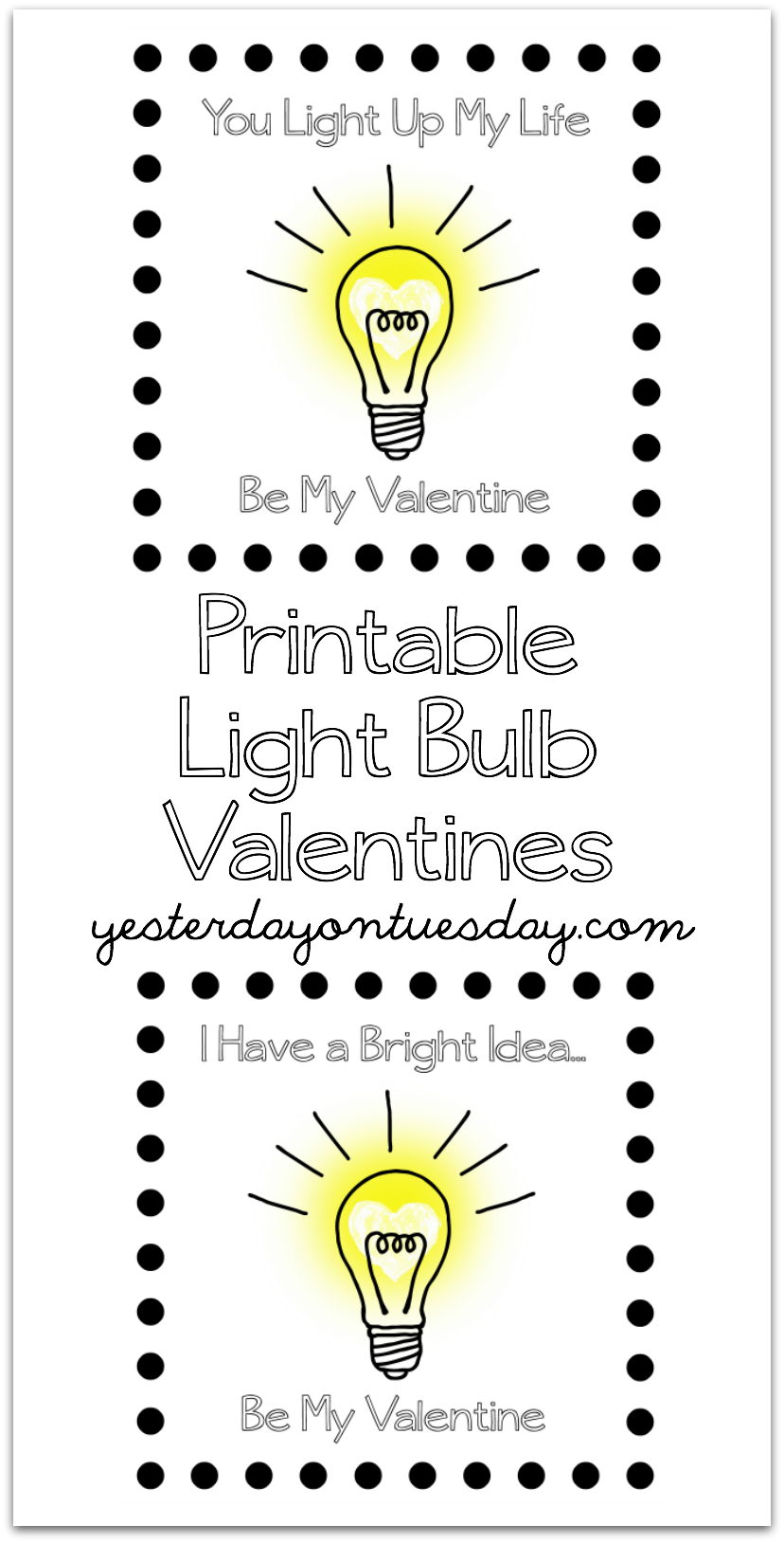 Printable Light Bulb Valentines