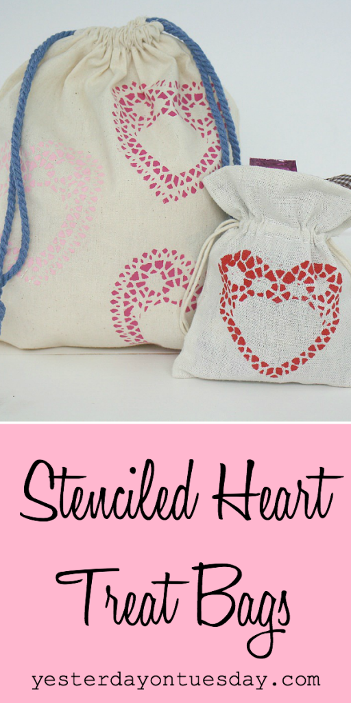 DIY Stenciled Heart Treat Bags, a great valentine's day project for kids