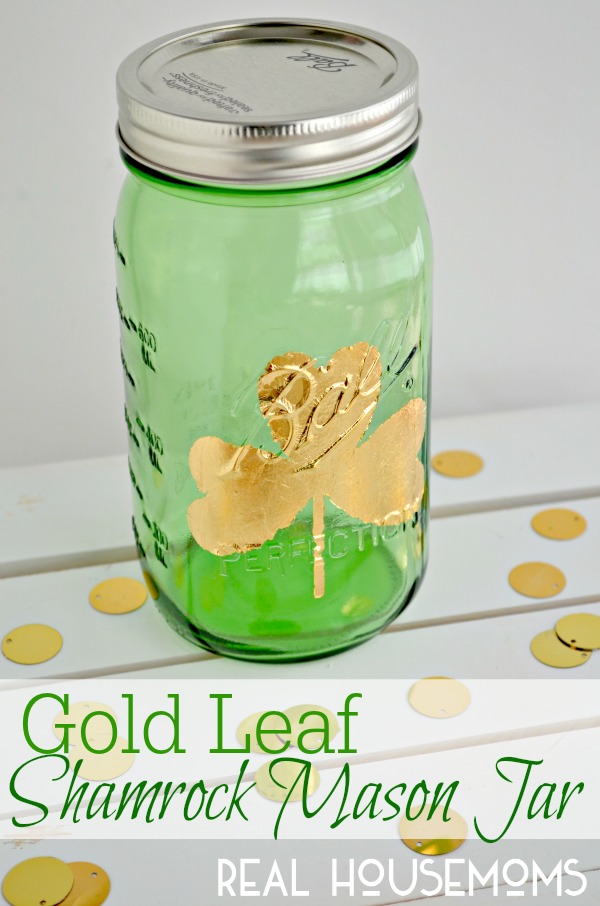 Gold Leaf Mason Jar by Real Housemoms