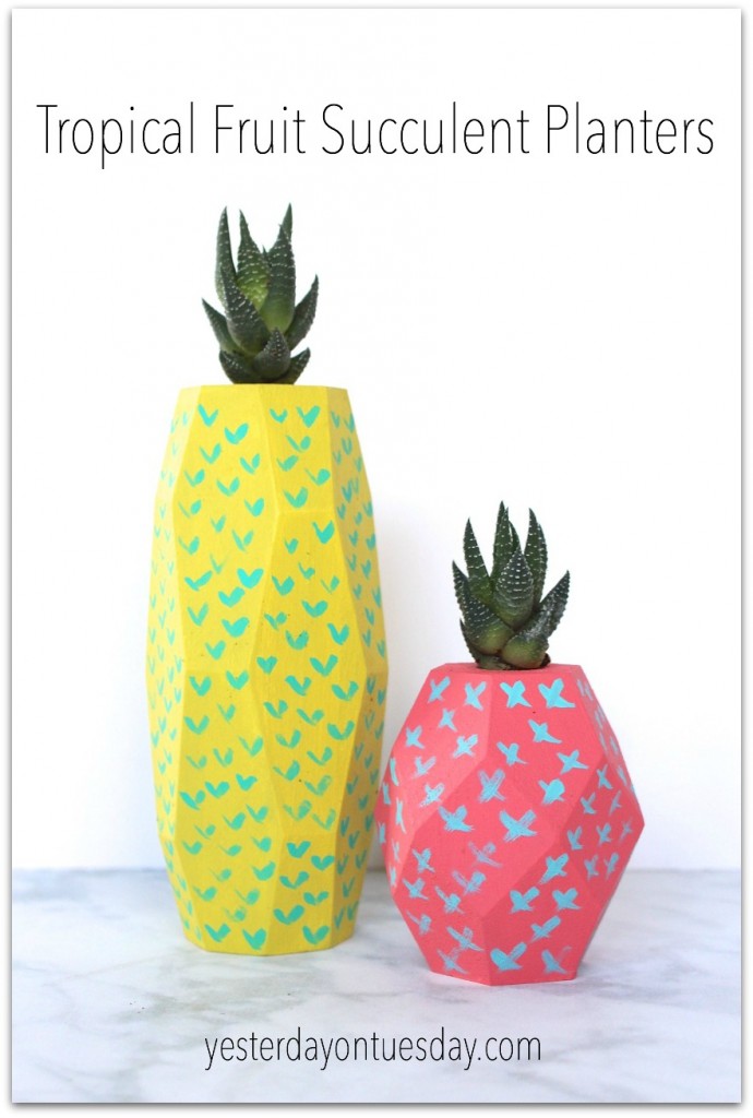 How to make Tropical Fruit Succulent Planters, a fresh and fun DIY idea to add a pop of color to your home