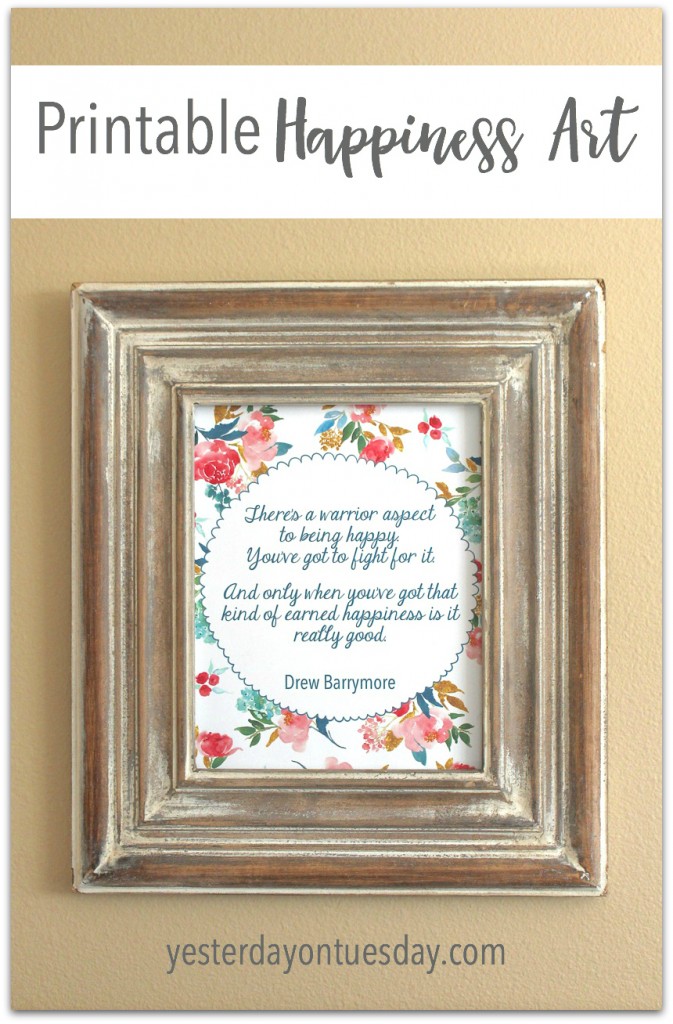 Printable Happiness Quote from Drew Barrymore. Uplifting and empowering plus great for framing! 