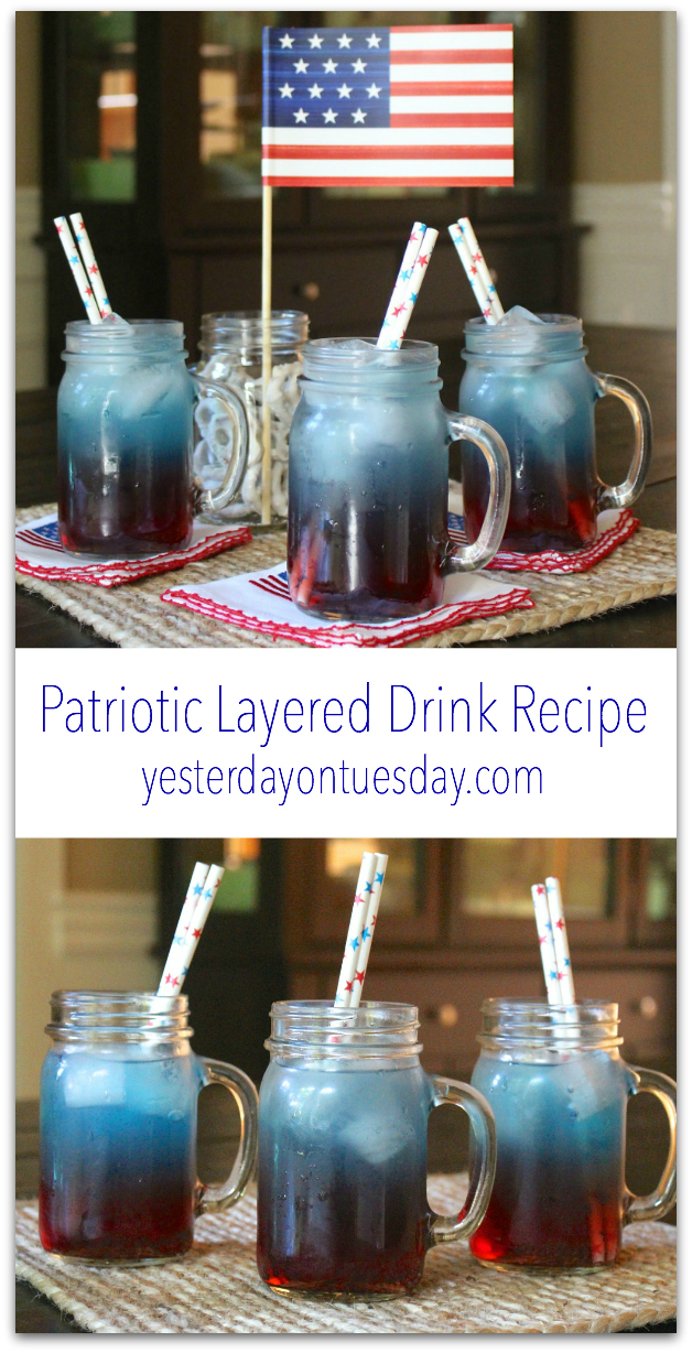 Patriotic Layered Drink in a Mason Jar
