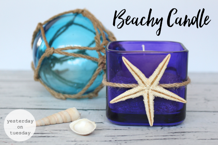 7 Gorgeous Ways to Reuse Glass Candle Holders including a beachy candle, flower vase, place to corral glasses, desk set, succulent planter and more!