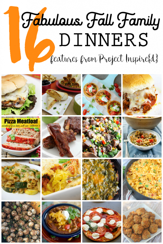 16 Fab Fall Family Dinners, great recipes for your entire family including meatballs, pizza meatloaf, pasta, soup and more