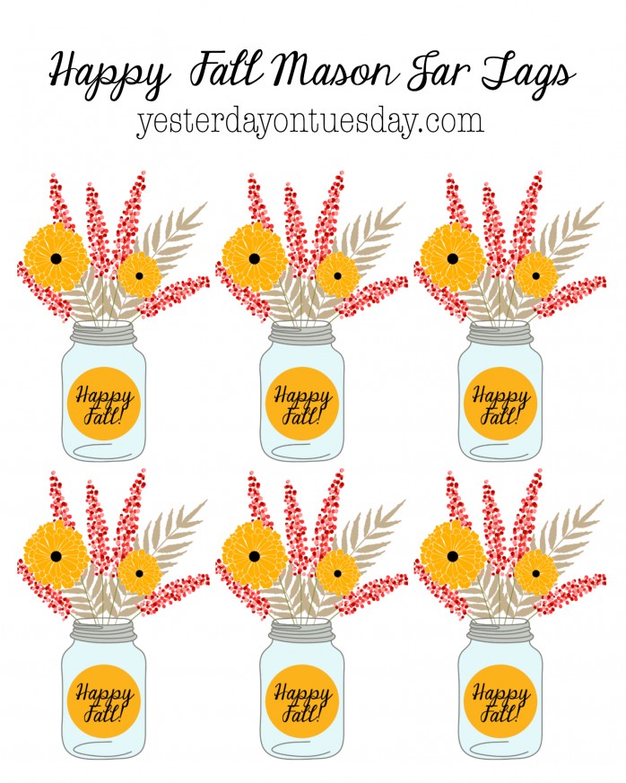 Happy Fall Printable Mason Jar Tags, great for gift giving