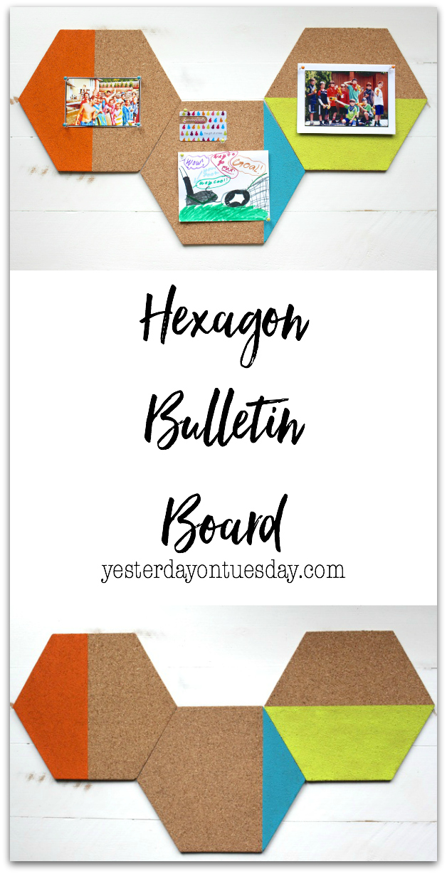 DIY Hexagon Bulletin Board, great back to school organizing idea for kids and teens.