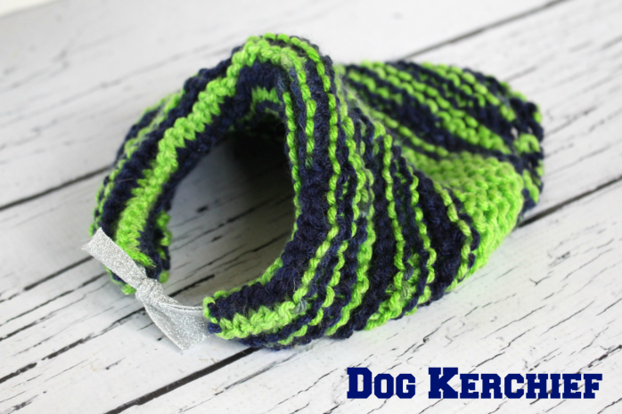 DIY Knitted Dog Kerchief, customize in your favorite football team's colors
