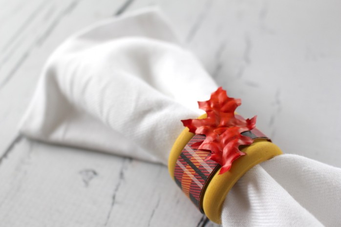 Napkin Ring with Red Leaf for Thanksgiving
