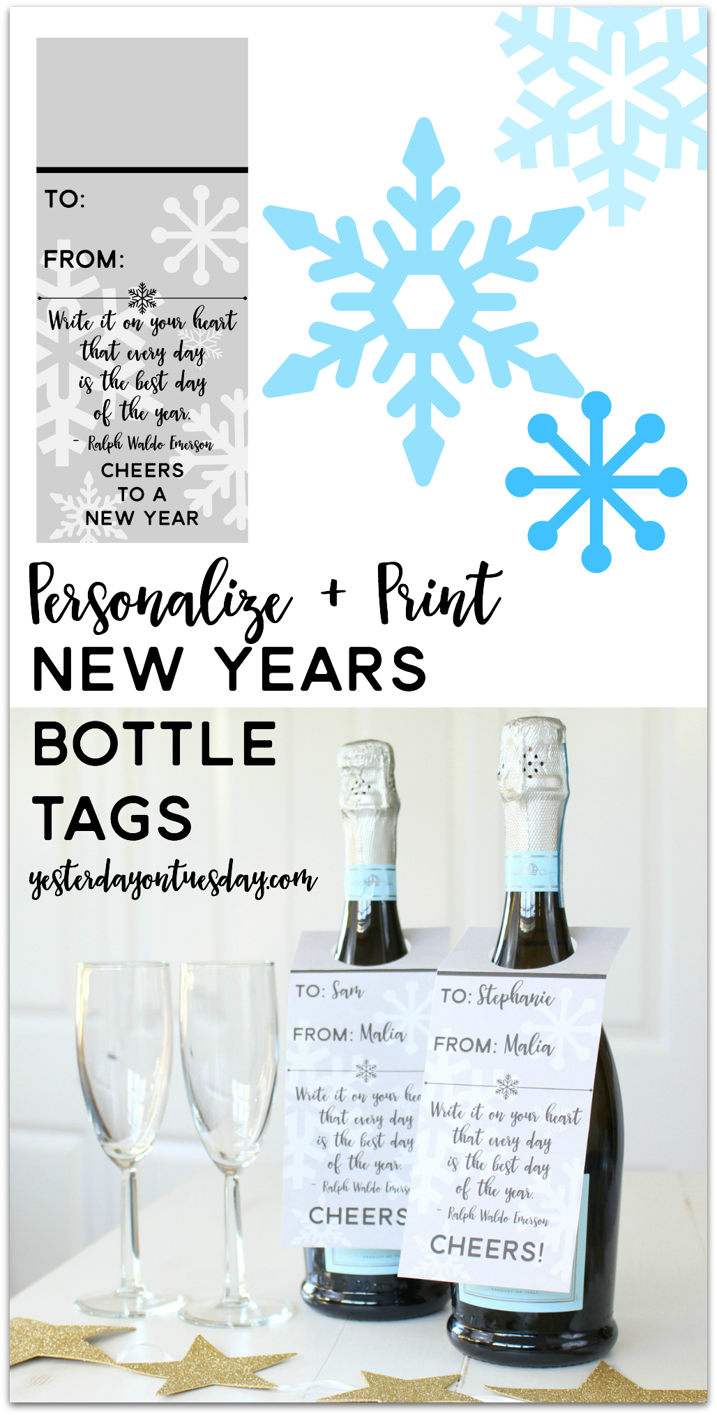 Printable New Years Bottle Tags