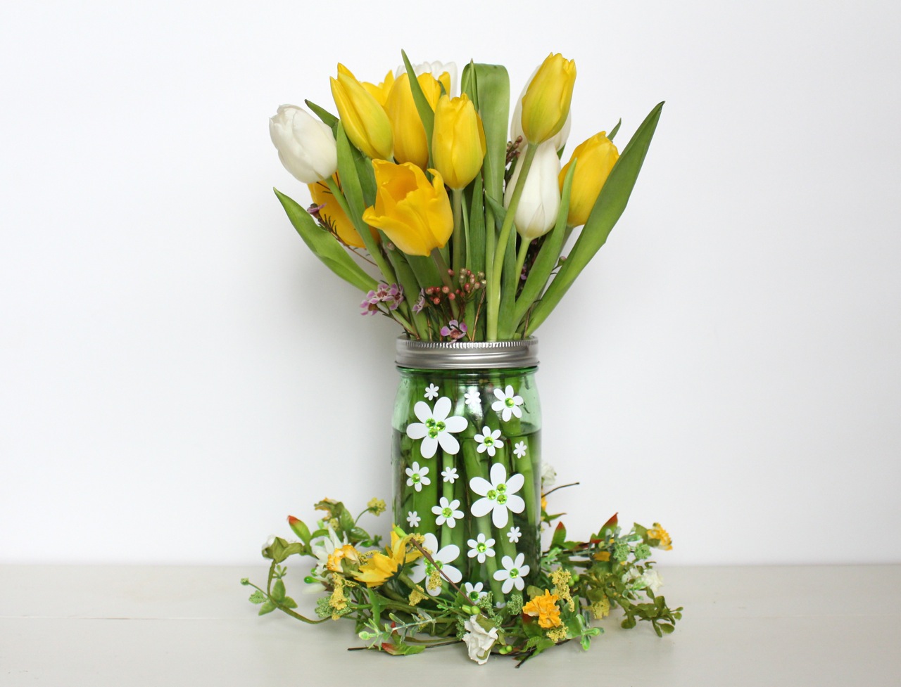 Flower Power Mason Jar Vase