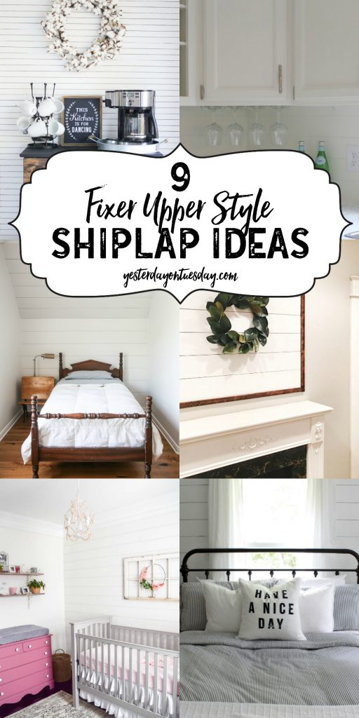 9 Fixer Upper Style Shiplap Ideas for the kitchen, kid's rooms, bedroom, entry, living too and more!