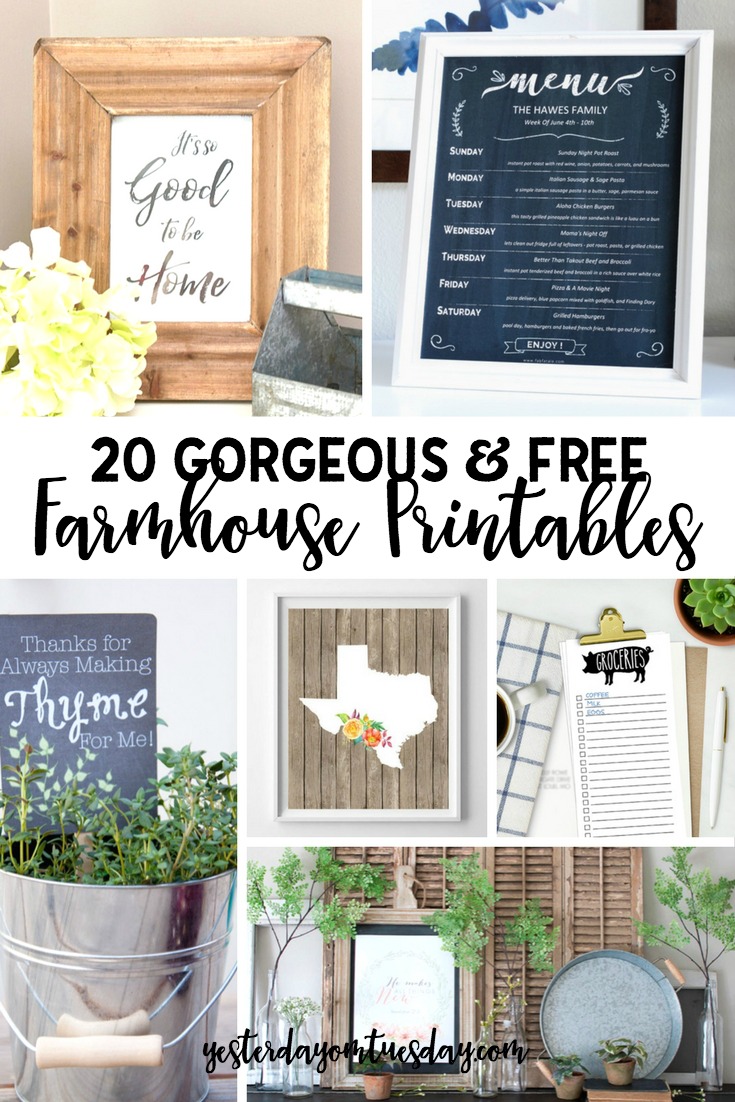 20 Gorgeous and Free Farmhouse Printables