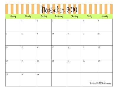 Printable November 2010 Calendar - TomKat Studio