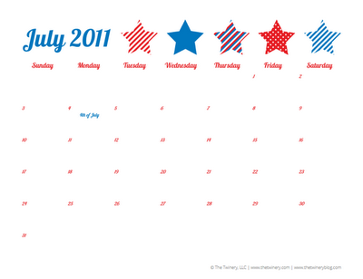 Free July Calendar