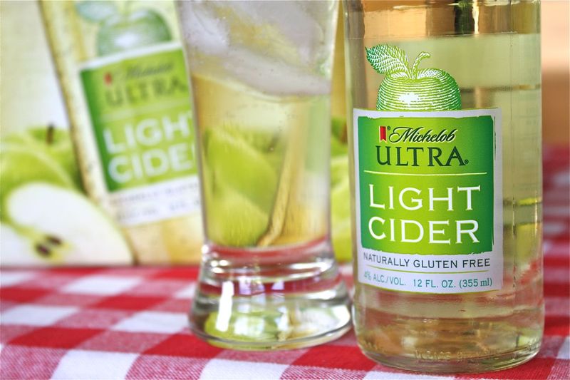 Michelob ULTRA Light Cider glass and bottle