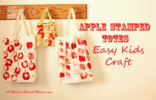 Apple stamped totes