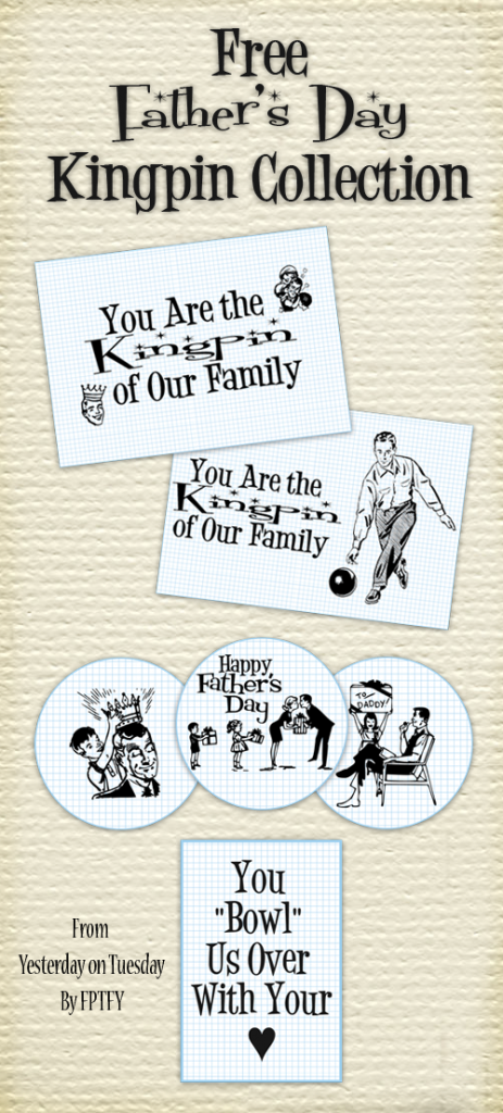 Free bowling themed Father's Day Party Printables