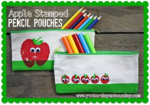 Apple Stamped Pencil Pouches
