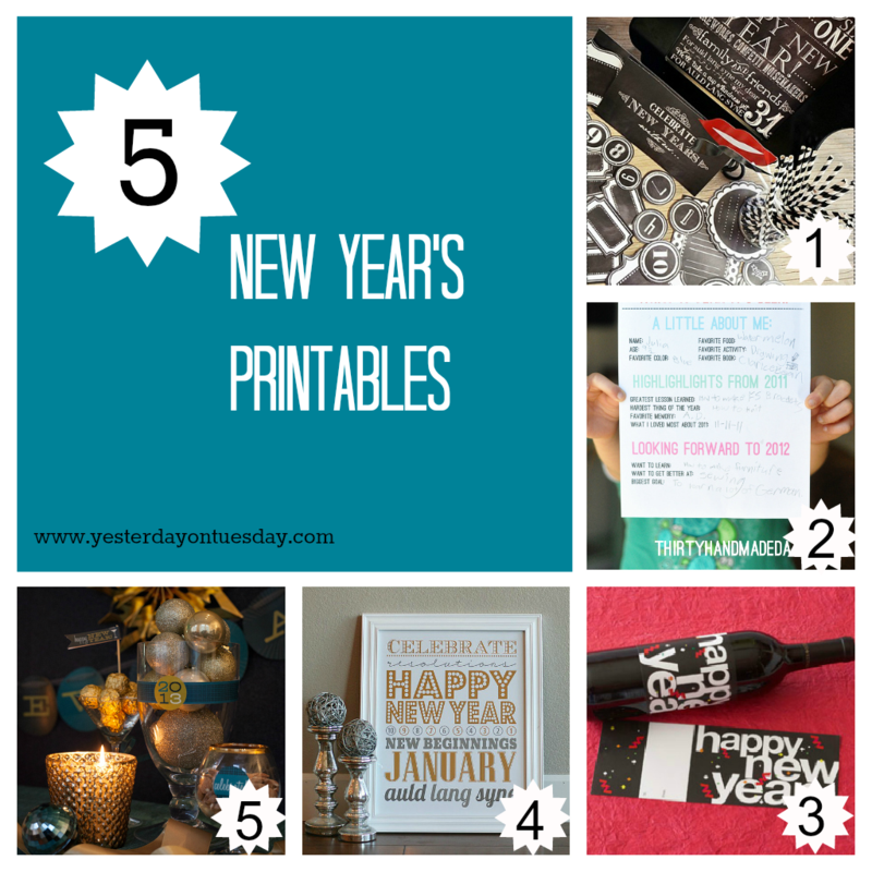 5 New Years Printables - Yesterday on Tuesday #newyears #newyearscrafts #newyearsprintables